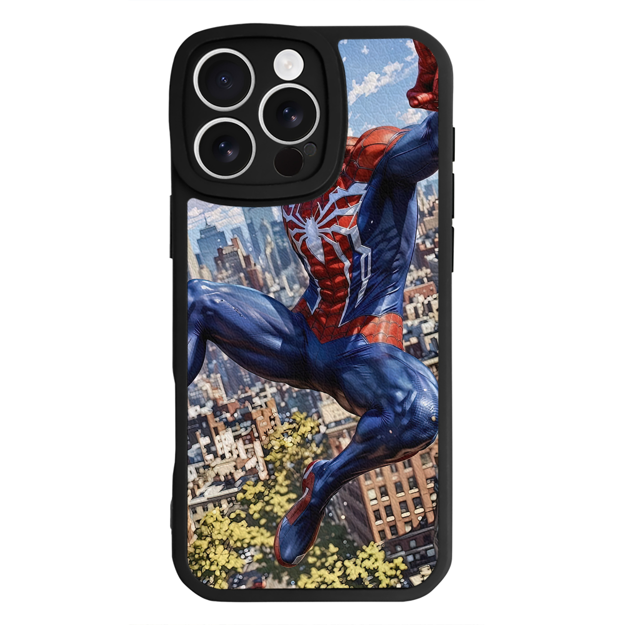 Spider Man スパイダーマン 【iPhone 16シリーズ対応】シリコンスマホケース（レザー調） 材質：シリコン